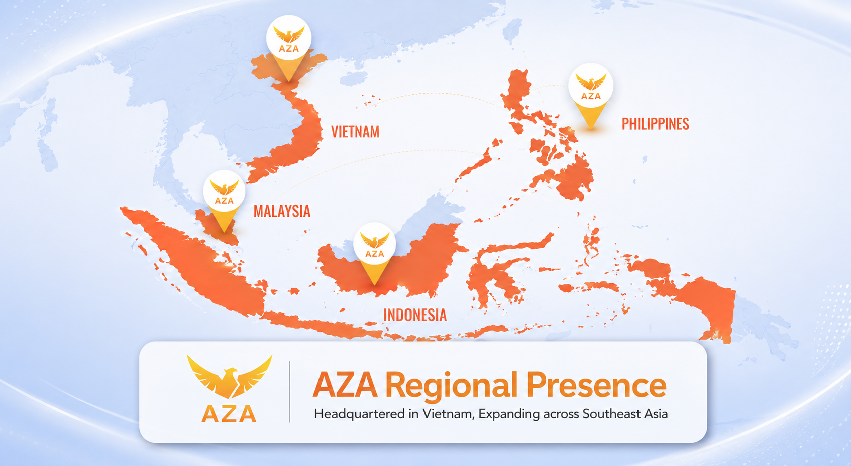 Bản đồ hiện diện khu vực AZA tại Việt Nam, Philippines, Malaysia, Indonesia